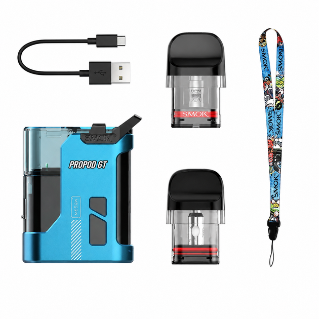 Pod-система Smok Propod GT KIT Blue 700 мАч электронная сигарета Смок Пропод Джи Ти до 22 Вт LED подсветка под-система с верхней заправкой 2 мл голубая - изображение 3