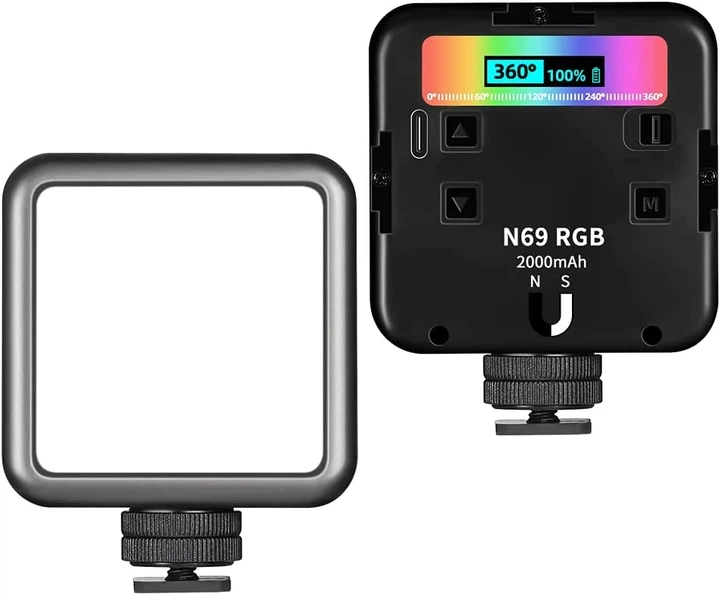 Накамерное светло Andoer N69 RGB 6W LED с регулировкой цвета и яркости черное - изображение 8