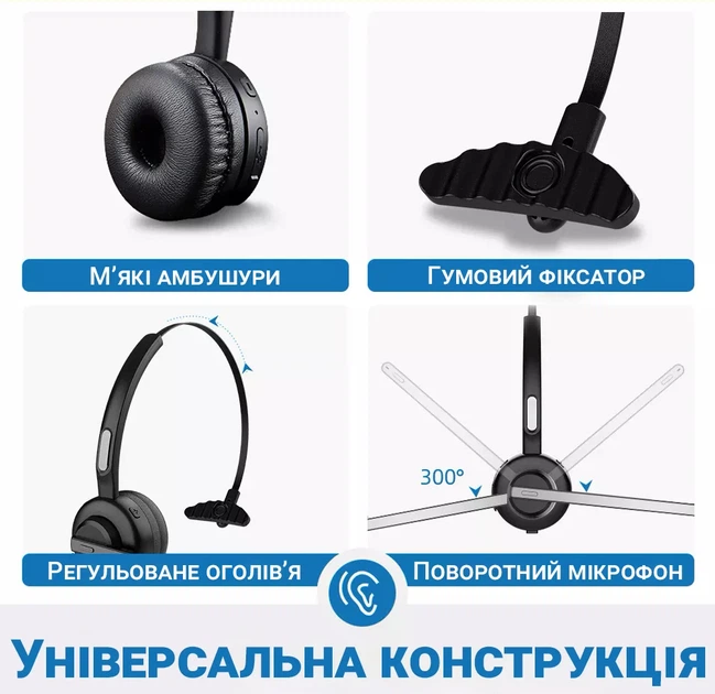 Bluetooth гарнитура Digital Lion TH10 с микрофоном, шумоподавлением, черная - изображение 8