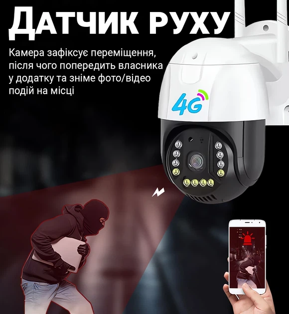Уличная 4G камера видеонаблюдения uSafe OC-01-PTZ поворотная под SIM-карту 1920x1080 пластик белая - изображение 5