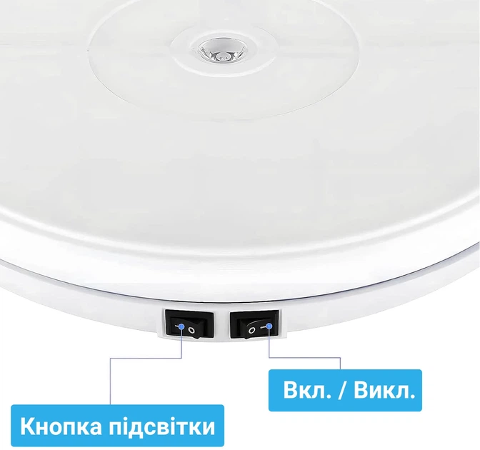 Автоматический поворотный столик 360° Andoer C250 с подсветкой пластиковый 25 см белый - изображение 5