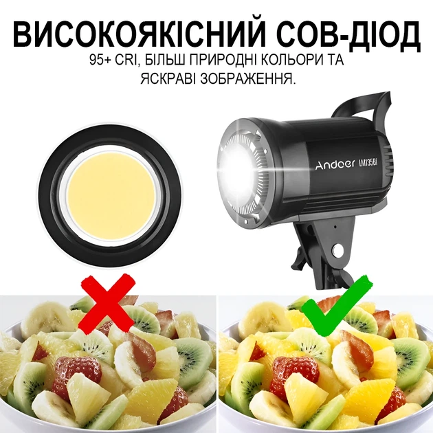 Постоянный студийный LED видеосвет Andoer LM135Bi 135W черный - изображение 5