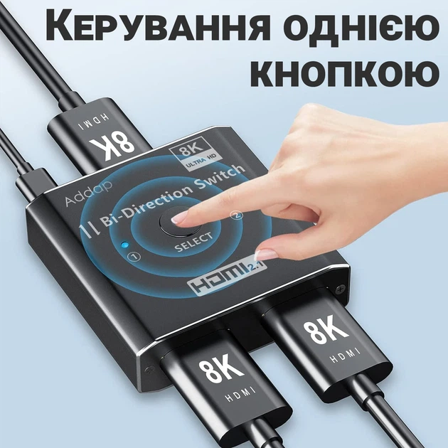 HDMI Свитч Разветвитель Addap HVS-11 8K 60 к/с Чёрный - изображение 5