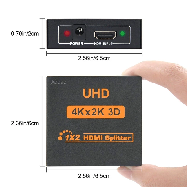 HDMI разветвитель Addap HVS-01 2 порта 4K металлический - изображение 10