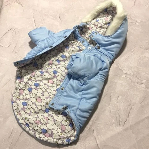 Зимняя куртка для собак Бантики на спинке, с капюшоном, голубая XL Is Pet 000355321 - изображение 3