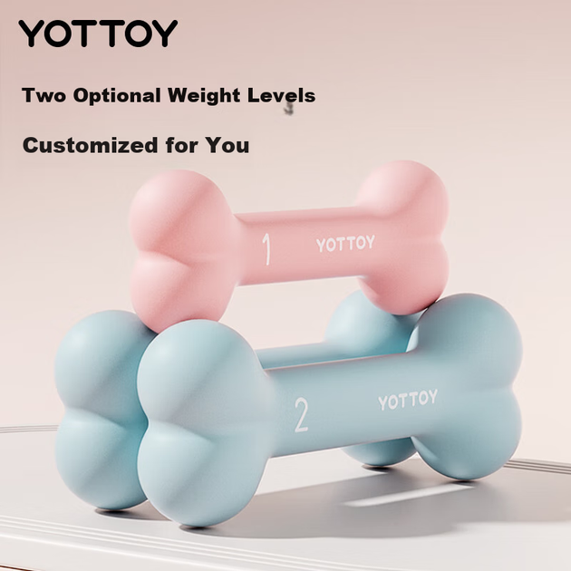 Гантели Yottoy с покрытием для домашнего фитнеса и использования в общежитиях, пара, цельнолитые чугунные гири, небесно-голубые, 1 кг. - изображение 8