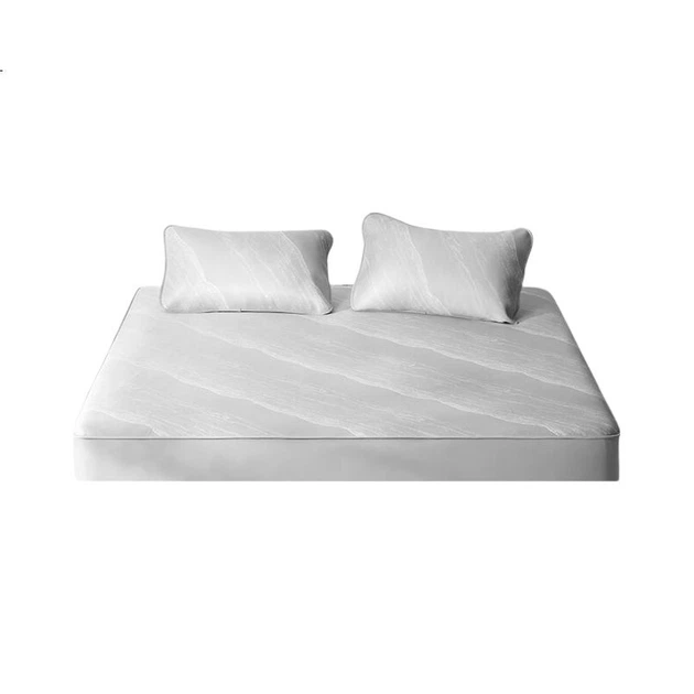 Охлаждающий коврик NetEase Yanxuan Ice Silk, машинная стирка, безопасный для детей, антибактериальная простыня, комплект из 3 предметов, 150x200 см, цвет «Водяная рябь», серый. - изображение 3