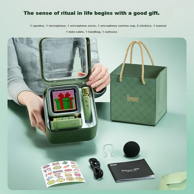 Караоке-колонка Divoom Dot Sound Pixel, ретро-колонка Bluetooth с микрофоном, мини-караоке, детский поющий столик, компактная колонка, высококачественный подарочный набор на день рождения для мужчин и женщин. - Фото 7 Караоке-колонка Divoom Dot Sound Pixel, ретро-колонка Bluetooth с микрофоном, мини-караоке, детский поющий столик, компактная колонка, высококачественный подарочный набор на день рождения для мужчин и женщин. - изображение 7