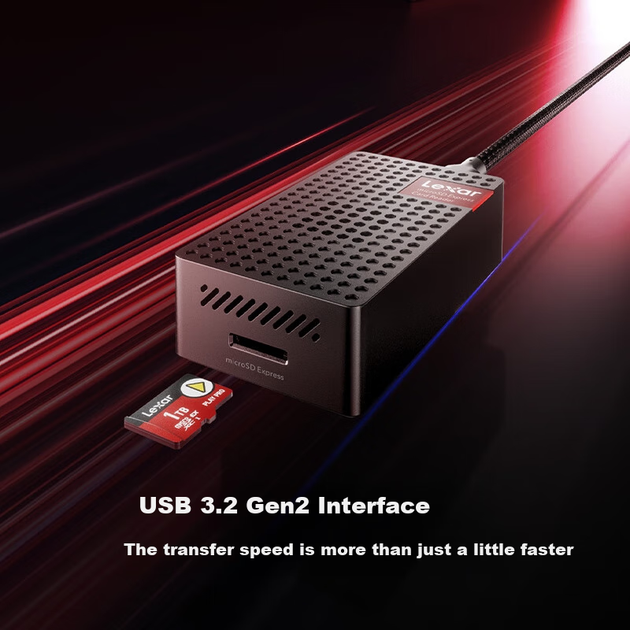 Кардридер Lexar USB3.2 High-Speed Dual-Type C MicroSD Express с встроенным вентилятором охлаждения и переключателем, портативный кардридер для карт памяти 2-го поколения. - Фото 10 Кардридер Lexar USB3.2 High-Speed Dual-Type C MicroSD Express с встроенным вентилятором охлаждения и переключателем, портативный кардридер для карт памяти 2-го поколения. - изображение 10