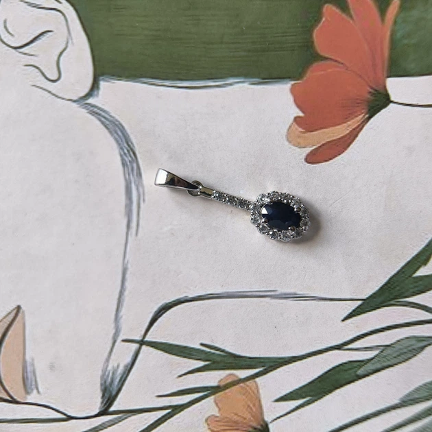 Серебряная подвеска с сапфиром 0.992ct (2214021) - изображение 3