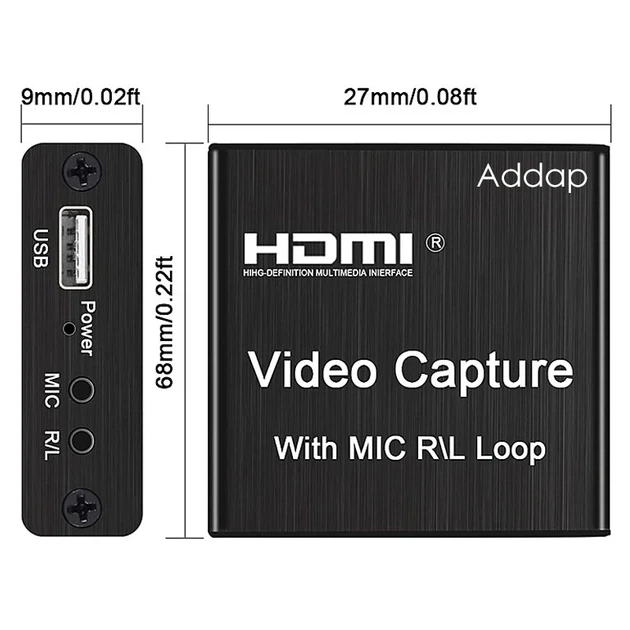 Внешняя карта видеозахвата HDMI-USB Addap VCC-03 4К алюминиевая черная - изображение 7