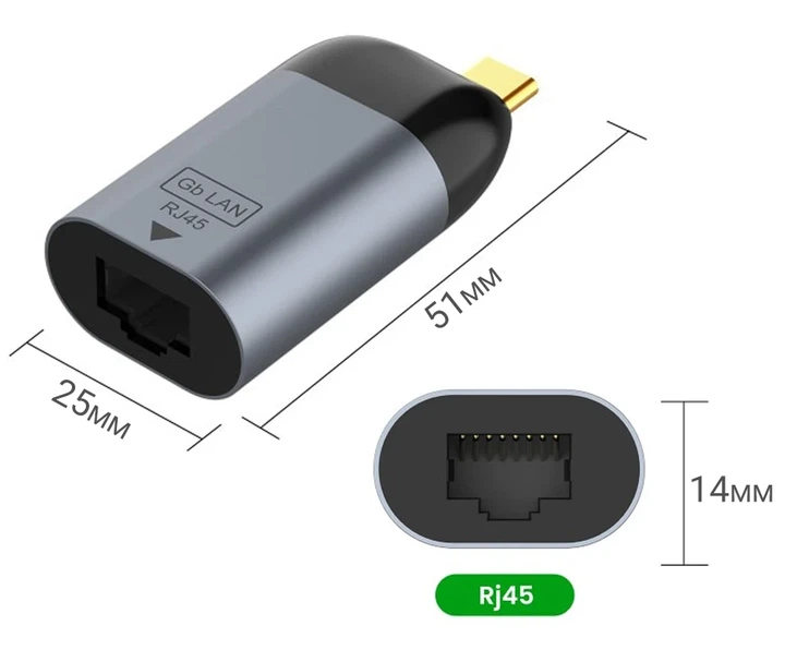 Зовнішня мережна карта Type-C to RJ45 Ethernet Addap UC2RJ45-01 1000 Мбіт/с алюмінієва - Фото 10 Зовнішня мережна карта Type-C to RJ45 Ethernet Addap UC2RJ45-01 1000 Мбіт/с алюмінієва - зображення 10