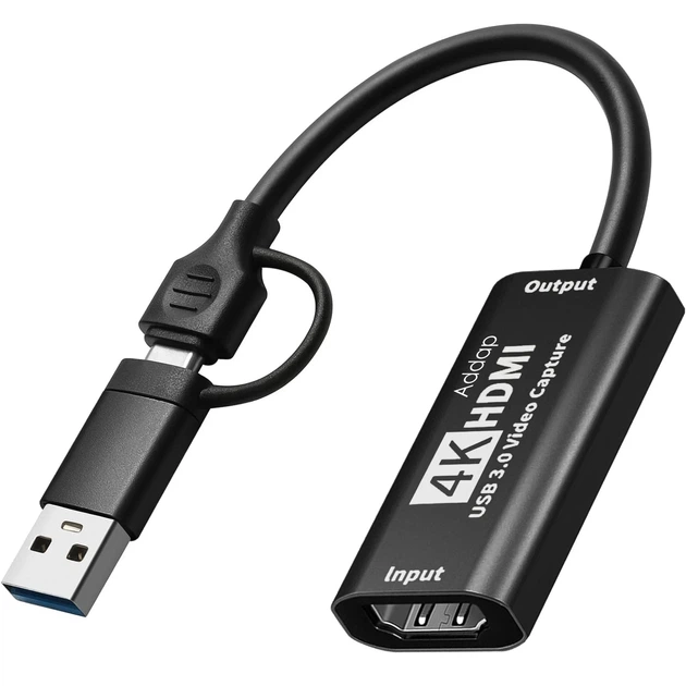 Внешняя карта видеозахвата Addap VCC-06 HDMI на USB-C и USB-A 4K черная - Фото 2 Внешняя карта видеозахвата Addap VCC-06 HDMI на USB-C и USB-A 4K черная - изображение 2