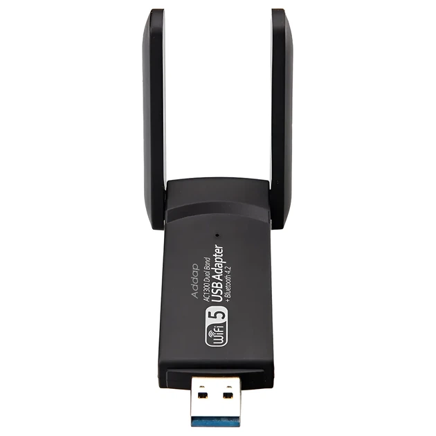 Двохдіапазонний USB Wi-Fi + Bluetooth адаптер Addap UWA-07 1300 Мбіт/с чорний - зображення 14