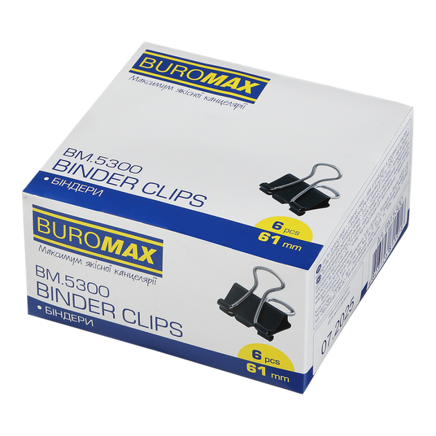 Зажим для бумаги BuroMax 61 мм 6 шт (BM.5300) - Фото 1 Зажим для бумаги BuroMax 61 мм 6 шт (BM.5300) - изображение 1