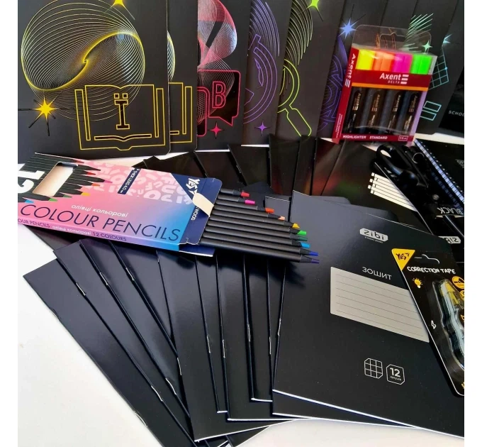 Набір канцтоварів для школи серії Black 7-11 клас, 60 предметів, унісекс - зображення 3