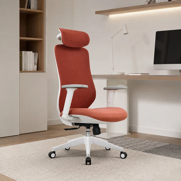 Кресло компьютерное DARBY красный / белый каркас Intarsio - Фото 8 Кресло компьютерное DARBY красный / белый каркас Intarsio - изображение 8