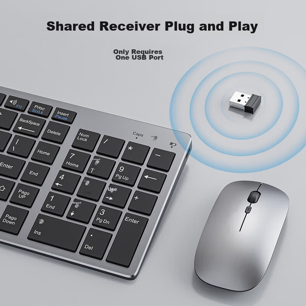 Клавиатура EWEADN беспроводная двухрежимная Bluetooth ультратонкая ножничная на 102 клавиши - изображение 10
