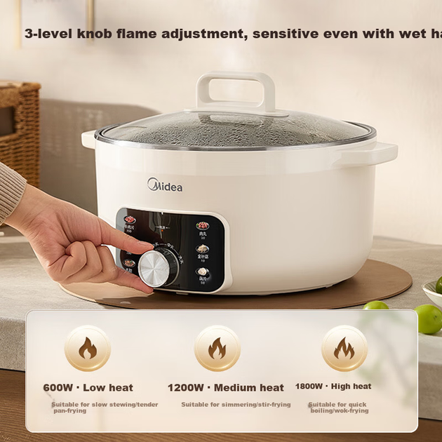 Электрокастрюля Midea HGE3006G из нержавеющей стали 316L многофункциональная, 6 л - изображение 5