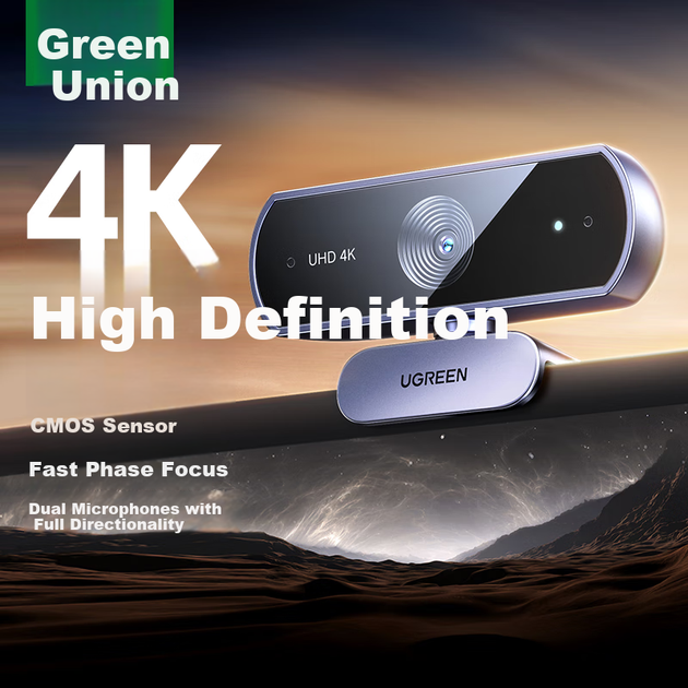 Веб-камера UGREEN 65381 4K USB 8 Мп с автофокусом и двумя микрофонами, для конференций и онлайн-занятий - изображение 10