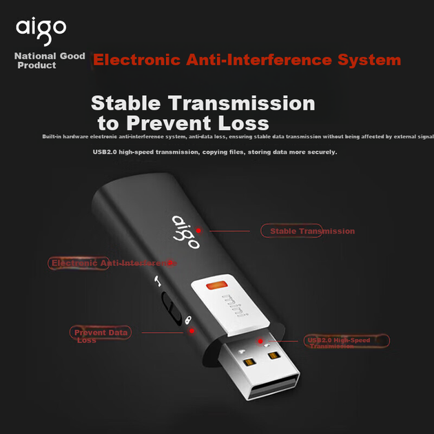 Флеш-накопитель Aigo 64 ГБ USB 2.0 L8202 с защитой от записи, черный, антивирусом и защитой от удаления файлов. - изображение 5