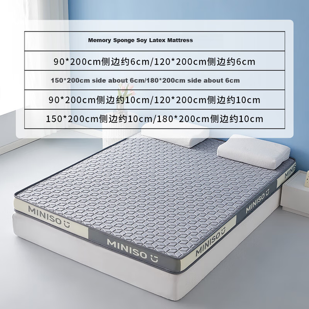 Матрас MINISO из пены памяти с латексом двуспальный, 1.5x2 м - изображение 5