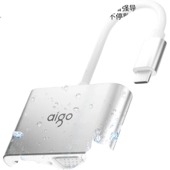 Док-станция Aigo JZ04 Type-C с USB-хабом, HDMI, VGA, 4K 30 Гц и питанием PD 100 Вт, металлический корпус - изображение 2
