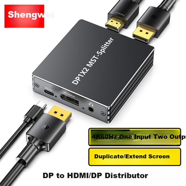 Разветвитель видеосигнала Shengwei DHDP102G 4K Черный - изображение 2