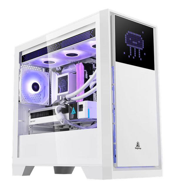 Корпус Segotep Pixel White (светодиодный экран Pixel/синхронизация программного обеспечения Segotep Digital Products/верхний кронштейн для водяного охлаждения 360 мм, компактный корпус для настольного компьютера) - изображение 5