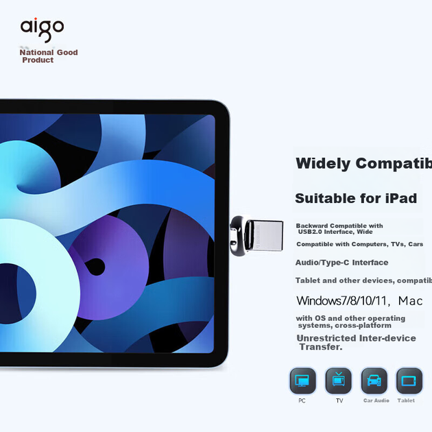 Флеш-накопичувач Aigo 256 ГБ типу C USB 3.2 з двома інтерфейсами U358 сріблястого металу міні-версія з прямим підключенням до телефону та комп'ютера, подвійного призначення, компактний, милий для студентів - изображение 5