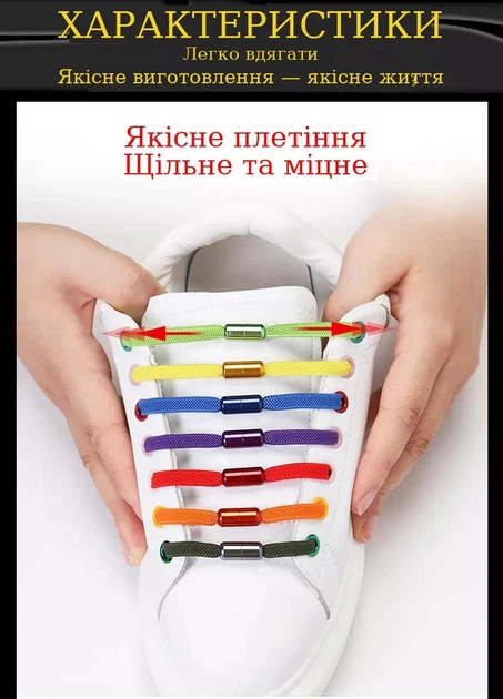 Шнурки для взуття FASTLACES T25-2 еластичні плоскі без зав'язування чорний (Black) - Фото 5 Шнурки для взуття FASTLACES T25-2 еластичні плоскі без зав'язування чорний (Black) - зображення 5