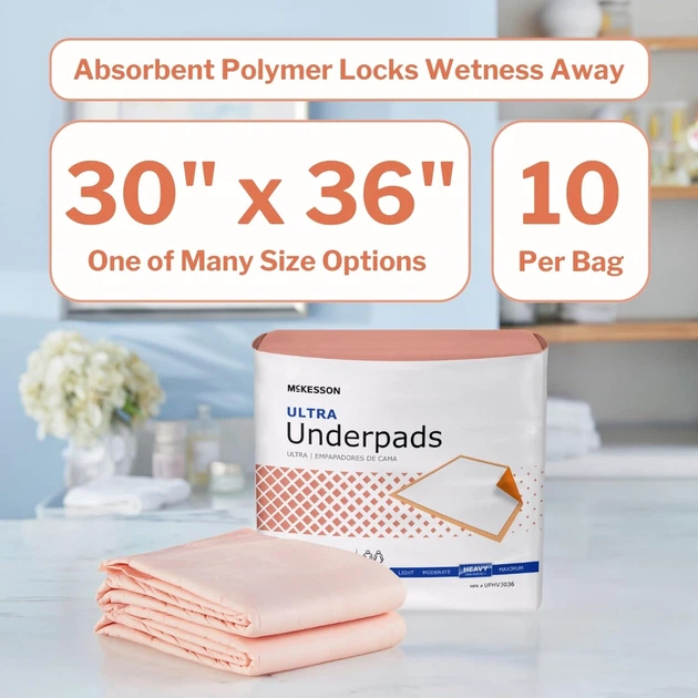 Пеленки одноразовые при недержании у взрослых McKesson Ultra Underpads 100 шт - Фото 2 Пеленки одноразовые при недержании у взрослых McKesson Ultra Underpads 100 шт - изображение 2