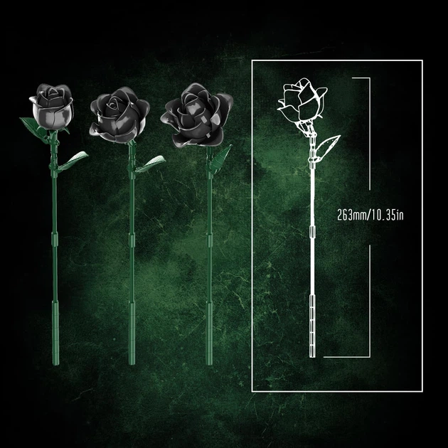 Конструктор «Темний Поцілунок» (Dark Kiss Black Roses) — Букет Чорних Троянд (585 деталей) - Фото 2 Конструктор «Темний Поцілунок» (Dark Kiss Black Roses) — Букет Чорних Троянд (585 деталей) - изображение 2