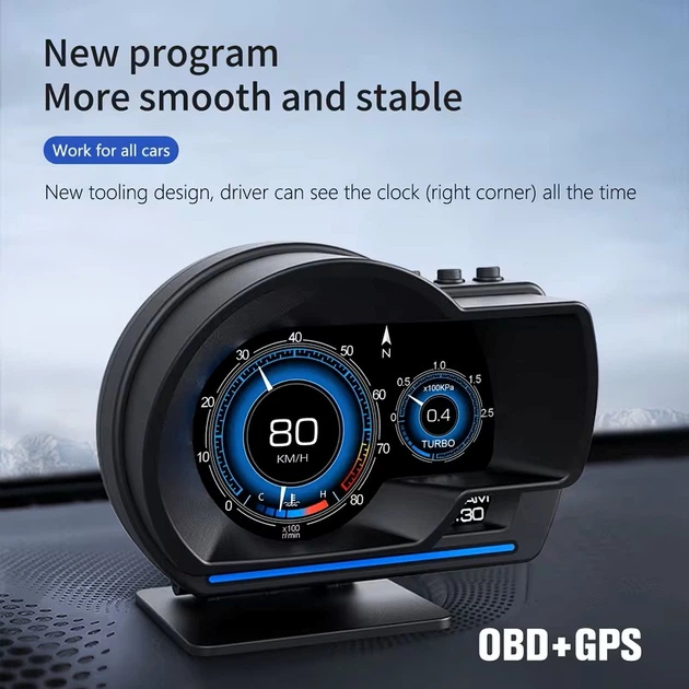 Автомобільний HUD дисплей OBD2 спідометр проєктор на лобове скло універсальний - Фото 2 Автомобільний HUD дисплей OBD2 спідометр проєктор на лобове скло універсальний - зображення 2