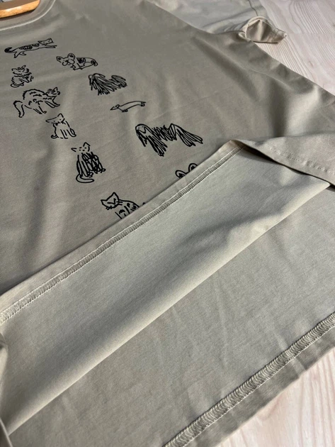 Футболка женская A-N 2358 рисунок на спине животные one size хаки - изображение 5