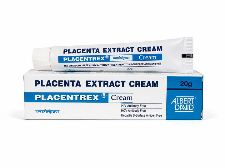 Крем Плацентрекс Albert David Placentrex Placenta Extract Cream 20 г — Крем для лица с экстрактом плаценты для ухода за кожей лица - изображение 2