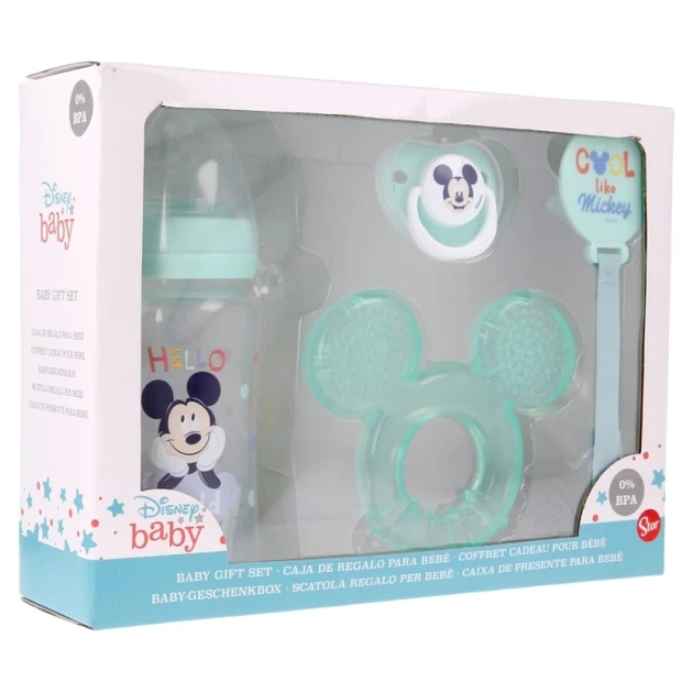 Набор для младенца Mickey Mouse бутылка 240ml анатомический пустышка и прорезыватель (13008) - Фото 2 Набор для младенца Mickey Mouse бутылка 240ml анатомический пустышка и прорезыватель (13008) - изображение 2
