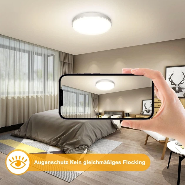 Комплект LED світильників OOWOLF 24W, 23 см, 2 штуки, три колірні температури, LED світильників, металева стельова лампа, комплект плафонів 2 шт - зображення 6