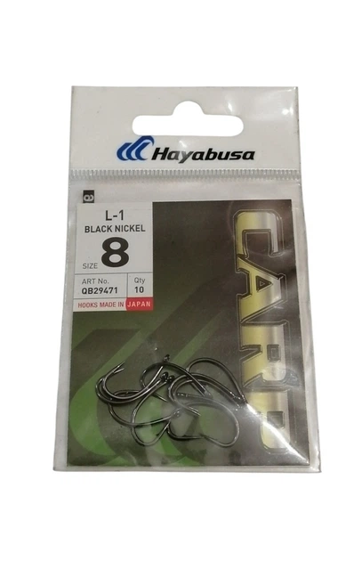 Гачки коропові Hayabusa L1 Black Nickel N 8 - Фото 1 Гачки коропові Hayabusa L1 Black Nickel N 8 - зображення 1