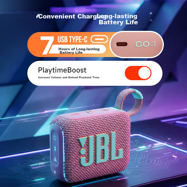 JBL GO4 Music Brick 4-го покоління Bluetooth-колонка, портативна колонка для вулиці, комп'ютерна колонка, міні-колонка, подарунок для неї, рожевий колір гуави - зображення 9