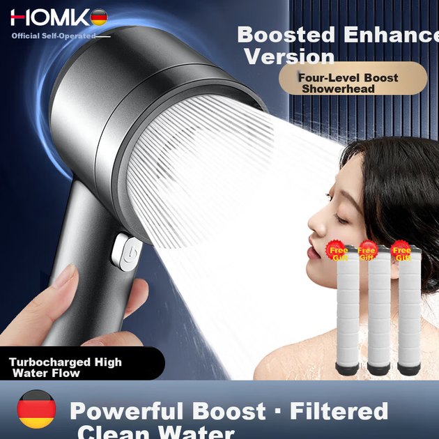 Душевой набор HOMK LP79 из 3 предметов с ручной лейкой и фильтром, для высокого давления - изображение 10