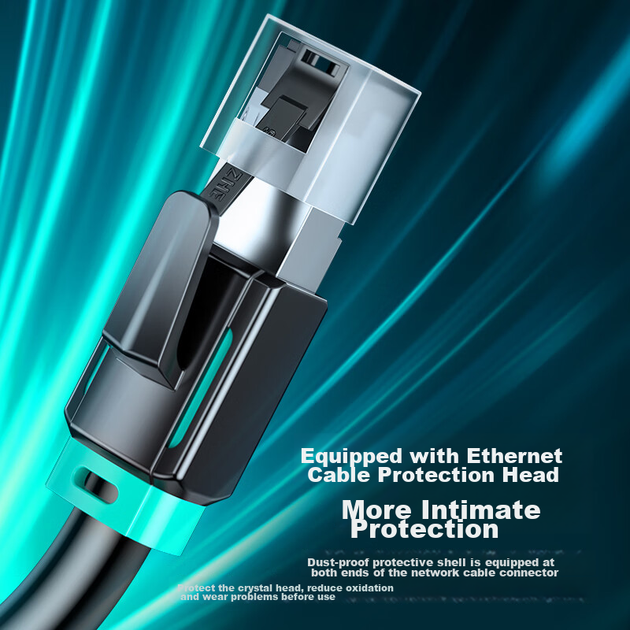 Патч-корд SAMZHE JC8100H Cat 8 экранированный 40 Гбит/с 10 м Черный - изображение 8
