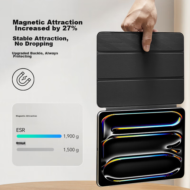 Чехол ESR для iPad Pro 2025/24, новый, 11-дюймовый, с чипом M5/4, умный магнитный, двусторонний, тонкий, с защитой от изгиба и застежкой, черный. - изображение 6
