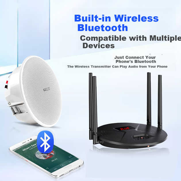 Колонка SAST RR808 беспроводная Bluetooth настенная 60 Вт с экраном 6 дюймов для фоновой музыки и оповещения - изображение 5