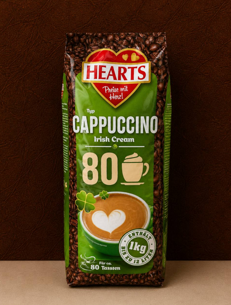 Капучино Hearts Cappuccino Irish Cream 1 кг швидкорозчинний кавовий напій зі смаком Айріш Крем - зображення 4