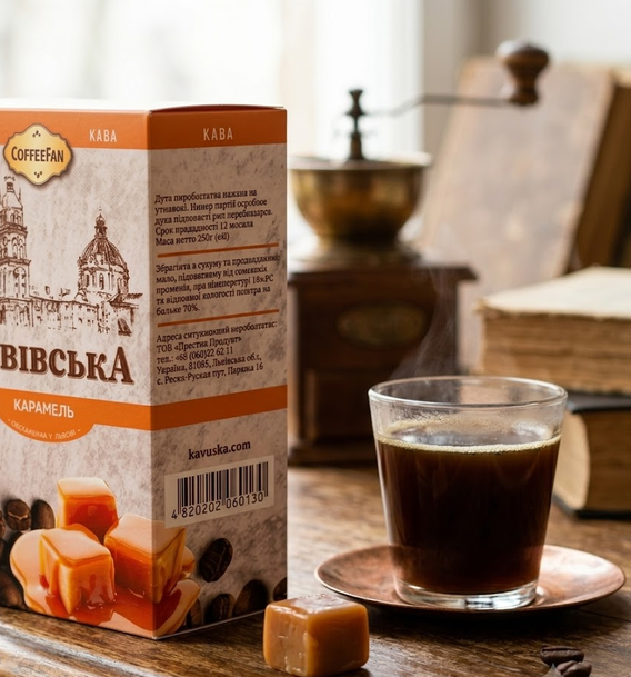 Кава мелена CaffeeFan Львівська Карамель 250 г запашна карамельний аромат вакуумний пакет - Фото 6 Кава мелена CaffeeFan Львівська Карамель 250 г запашна карамельний аромат вакуумний пакет - зображення 6