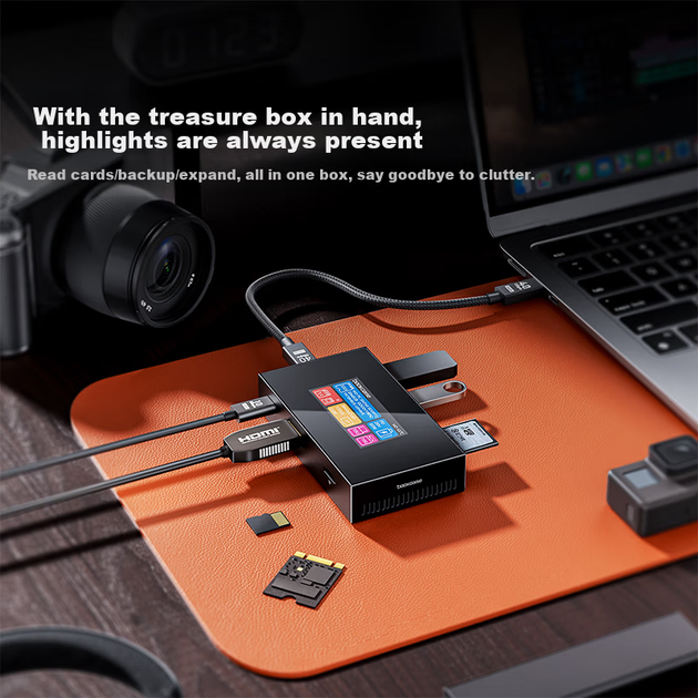 Корпус DOCKCASE Time Capsule 7 в 1 для SSD M.2 NVMe з HDMI, Type-C та картридером, для ноутбука та MacBook - зображення 5