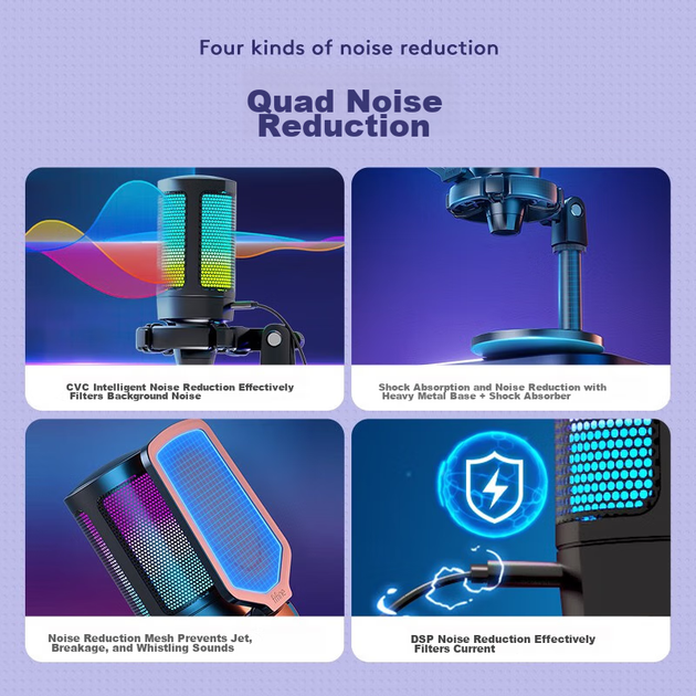 Микрофон FIFINE, USB, для компьютера, игр, прямых трансляций и записи, с RGB-подсветкой, шумоподавлением для мобильного видео, профессиональный микрофон для ноутбука и настольного компьютера, формат A6, белый. - изображение 9