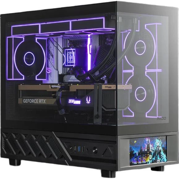 Корпус для игрового компьютера PADO Yinglong Cangming Display Version, черный, материнская плата M-ATX, система водяного охлаждения 360 мм, дополнительный 6-дюймовый ЖК-экран с панорамным обзором 270°, видеокарта 5090. - изображение 3