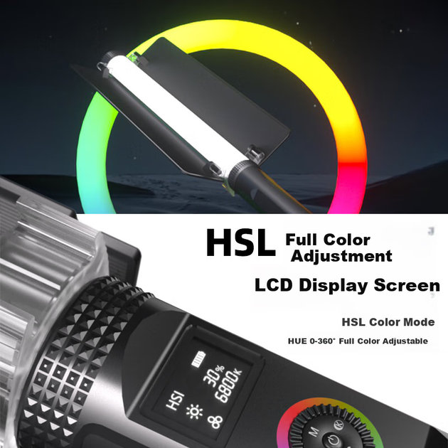 Портативный светодиодный RGB-светильник LATZZ с регулируемой цветовой температурой, мягкий ручной свет для фотосъемки, прямых трансляций, ночной съемки на открытом воздухе, видеосъемки и создания атмосферы. - изображение 6